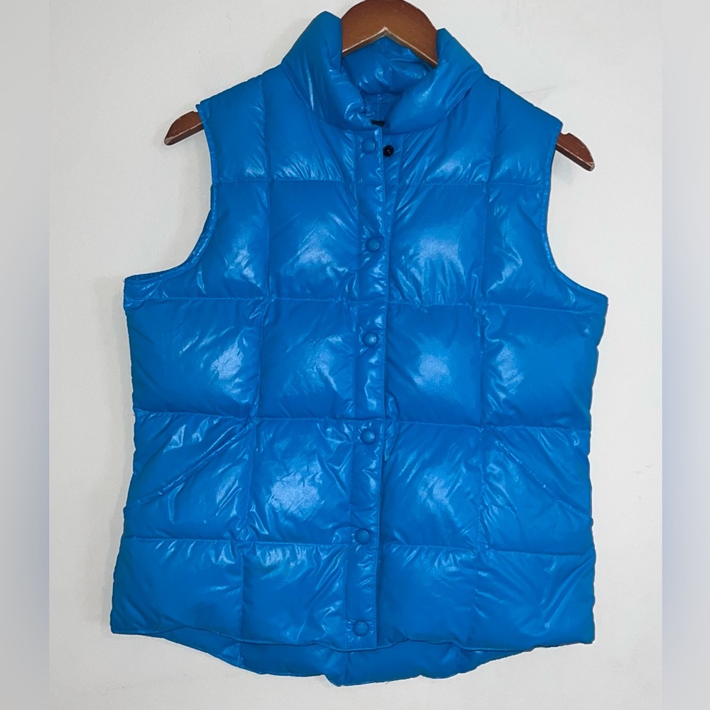 Lands’ End Womens Blue Goose Down Full Zip Puffer Vest Sz S